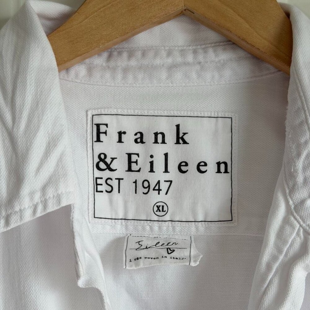 Frank & Eileen Eileen Famous Denim Relaxed Button Up Shirt in White Size X-Large - Picture 5 of 7